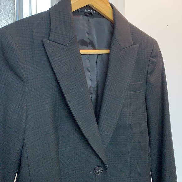 NEW Theory Black Blazer 6 Textured Cotton Wool - Picture 9 of 15
